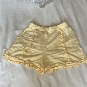 Sunday Best Light Yellow Ruffle High Waist Shorts